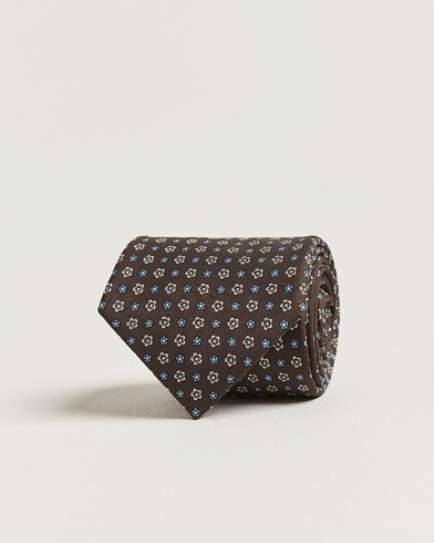 E. Marinella 3-Fold Printed Silk Tie Brown – Braun