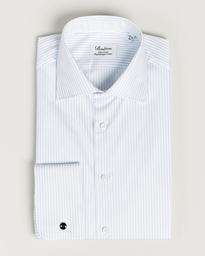  Fitted Body Cotton Double Cuff Shirt White/Blue