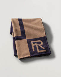  Northam RL Graphic Colour Block Wool Throw Camel/Navy