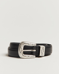  Grained Western Leather Belt 2,5 cm Black