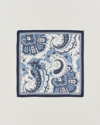  Silk Twill Printed Flower Pocket Square Navy