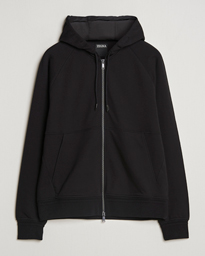  Cotton Stretch Zip Hoodie Black