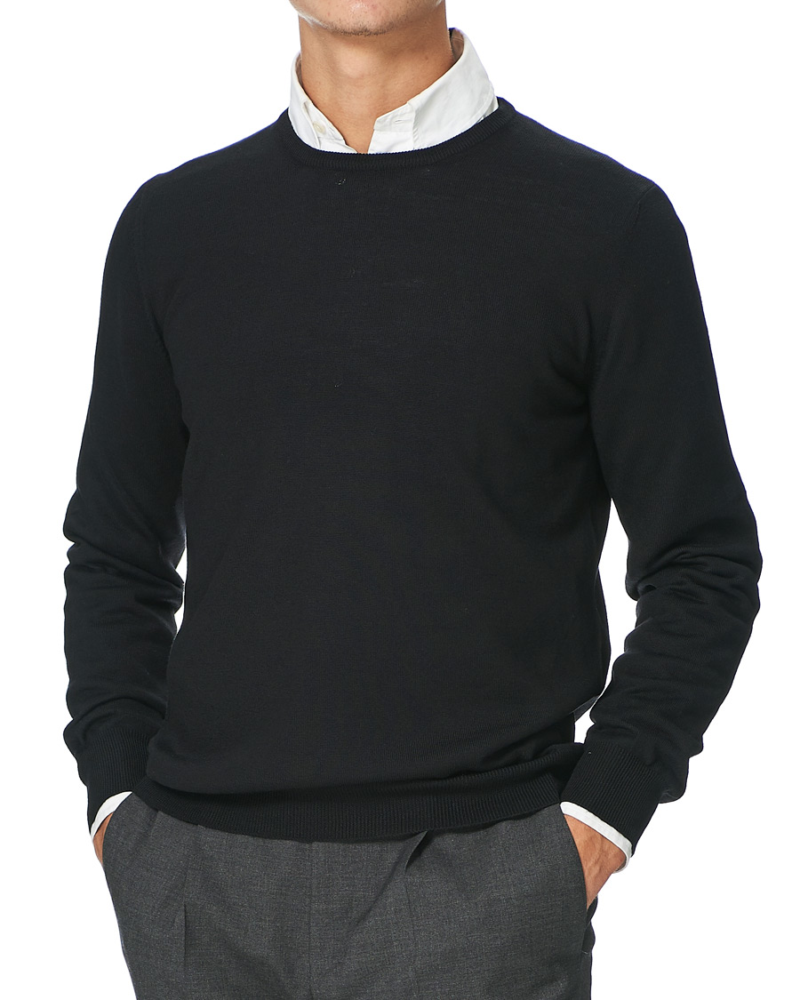 Herren |  | Gran Sasso | Merino Fashion Fit Crew Neck Pullover Black