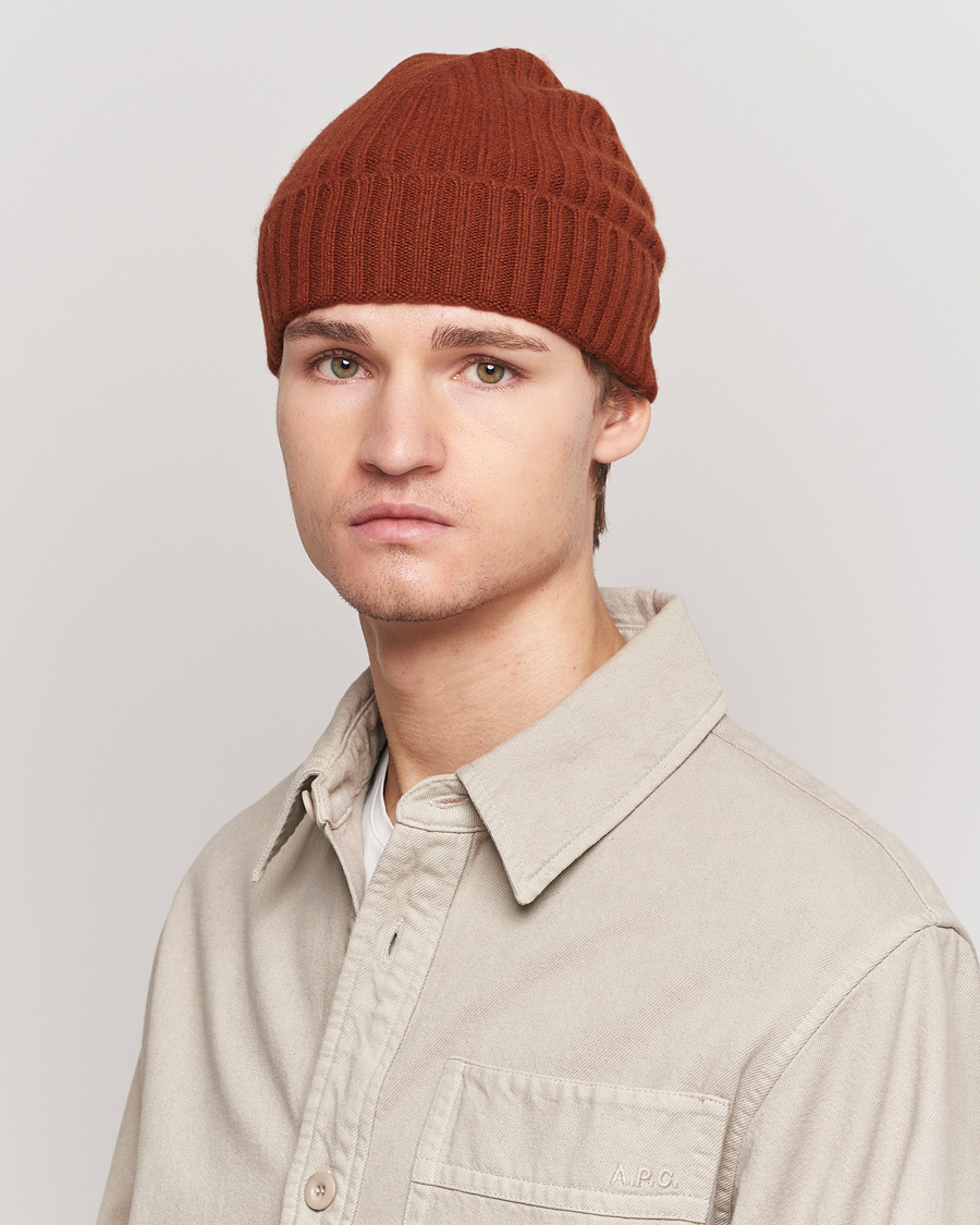 Herren |  | Amanda Christensen | Rib Knitted Cashmere Cap Rust