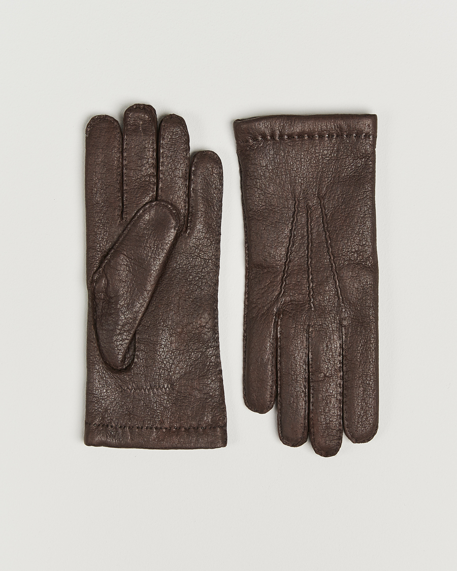 Herren | Hestra Peccary Handsewn Cashmere Glove Espresso | Hestra | Peccary Handsewn Cashmere Glove Espresso