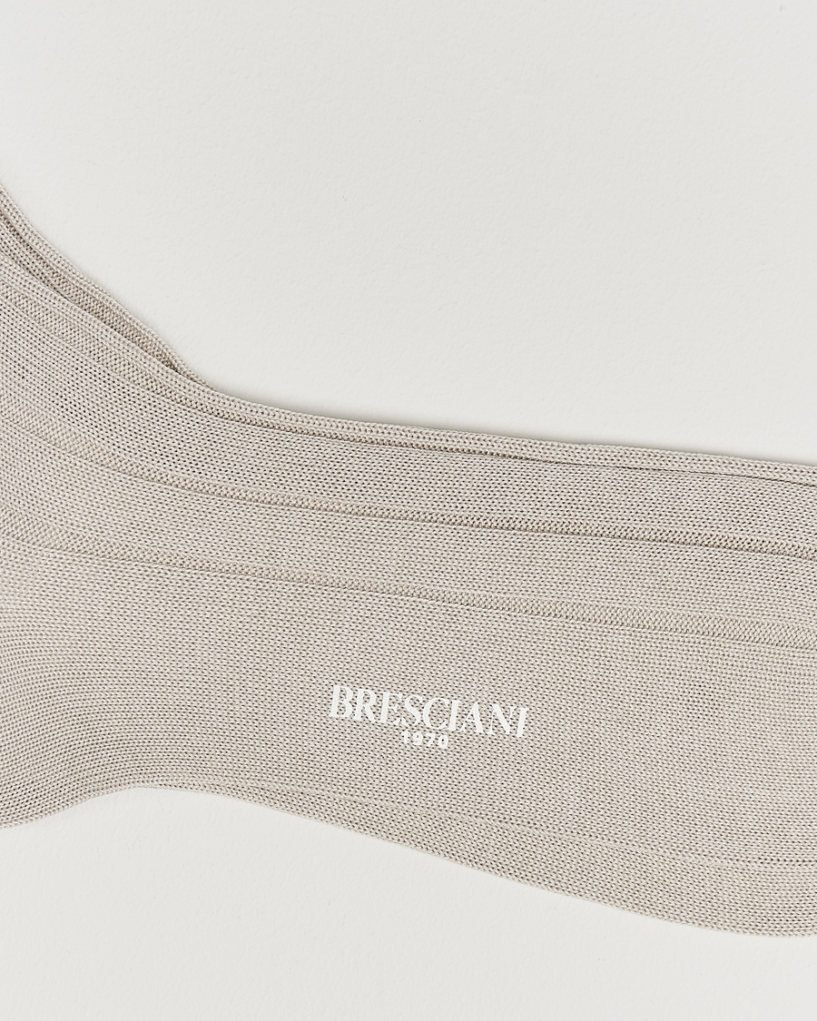 Herren |  | Bresciani | Wide Ribbed Cotton Socks Off White