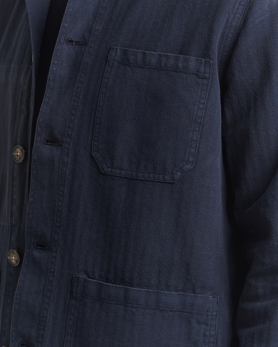 Herren | Jacken | A Day's March | Herringbone Overshirt Navy