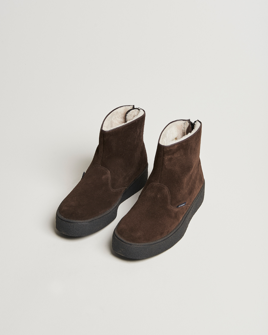 Herren |  | Sanders | Sherling Lined Curling Boot Chocolate Suede