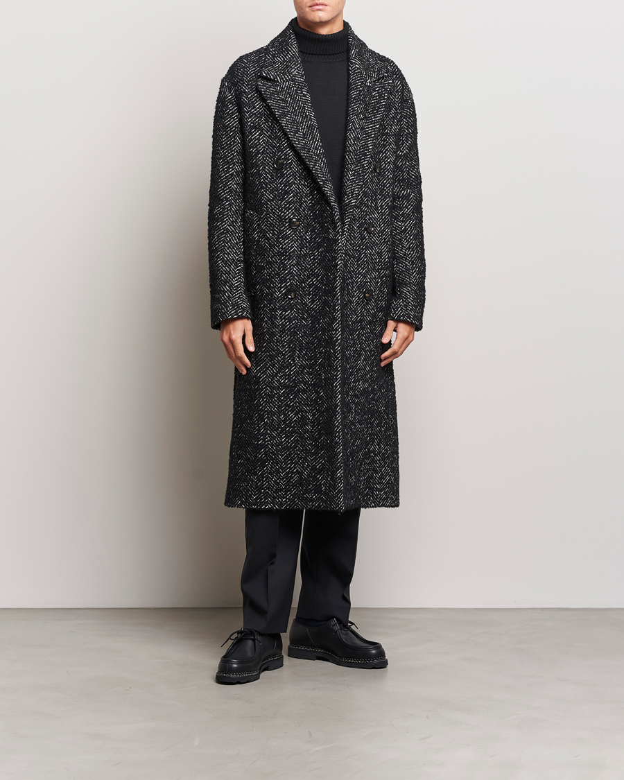Herren | Jacken | J.Lindeberg | Willy Herringbone Oversize Coat Black Melange