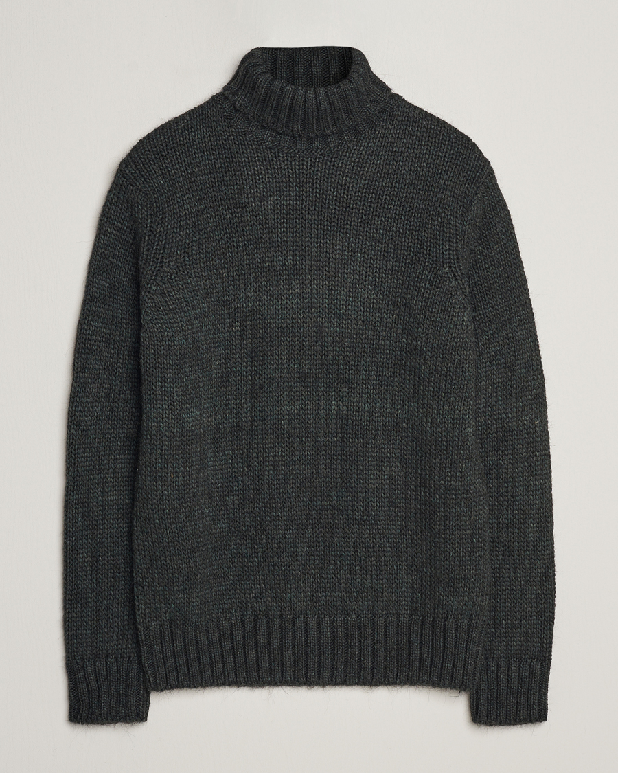 Herren | Pullover | Oscar Jacobson | Rod Wool/Alpaca Heavy Knit Rollneck Green