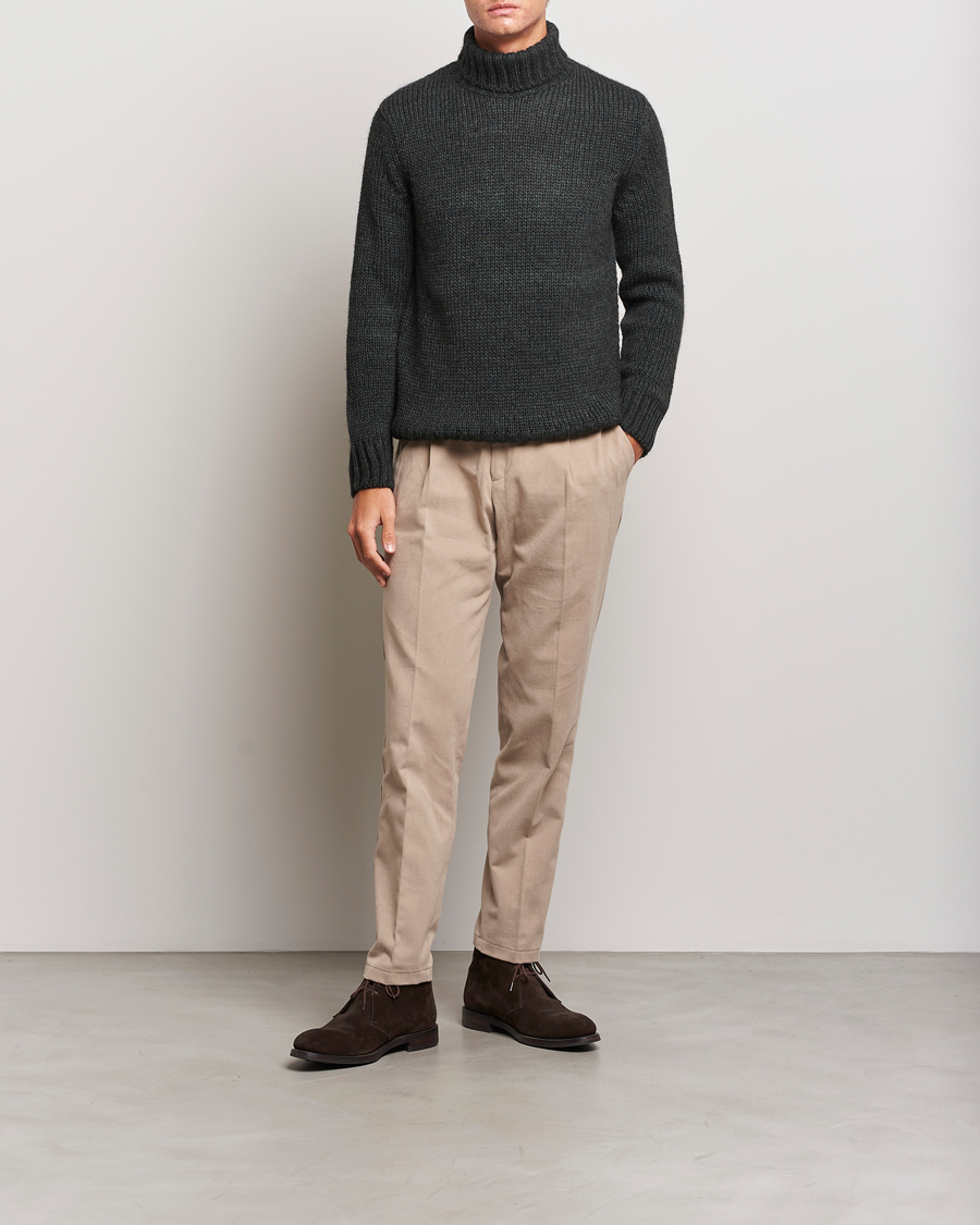 Herren | Pullover | Oscar Jacobson | Rod Wool/Alpaca Heavy Knit Rollneck Green