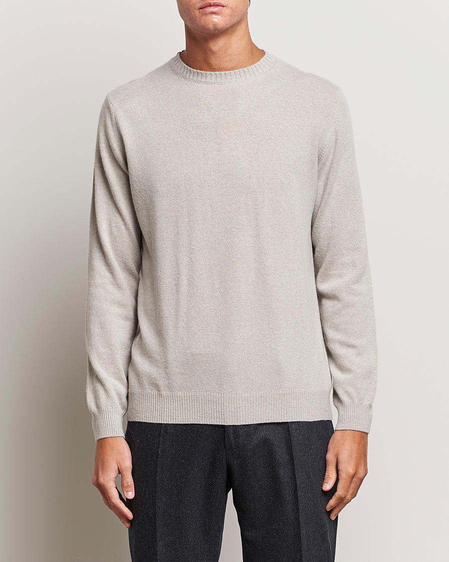 Herren |  | Oscar Jacobson | Valter Wool/Cashmere Round Neck Light Beige