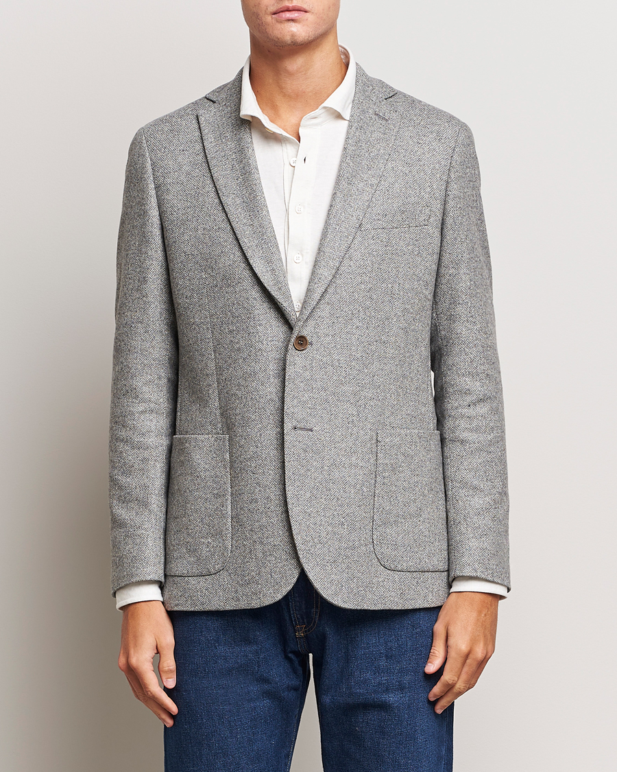 Herren | Sakkos | Morris | Archie Herringbone Blazer Grey