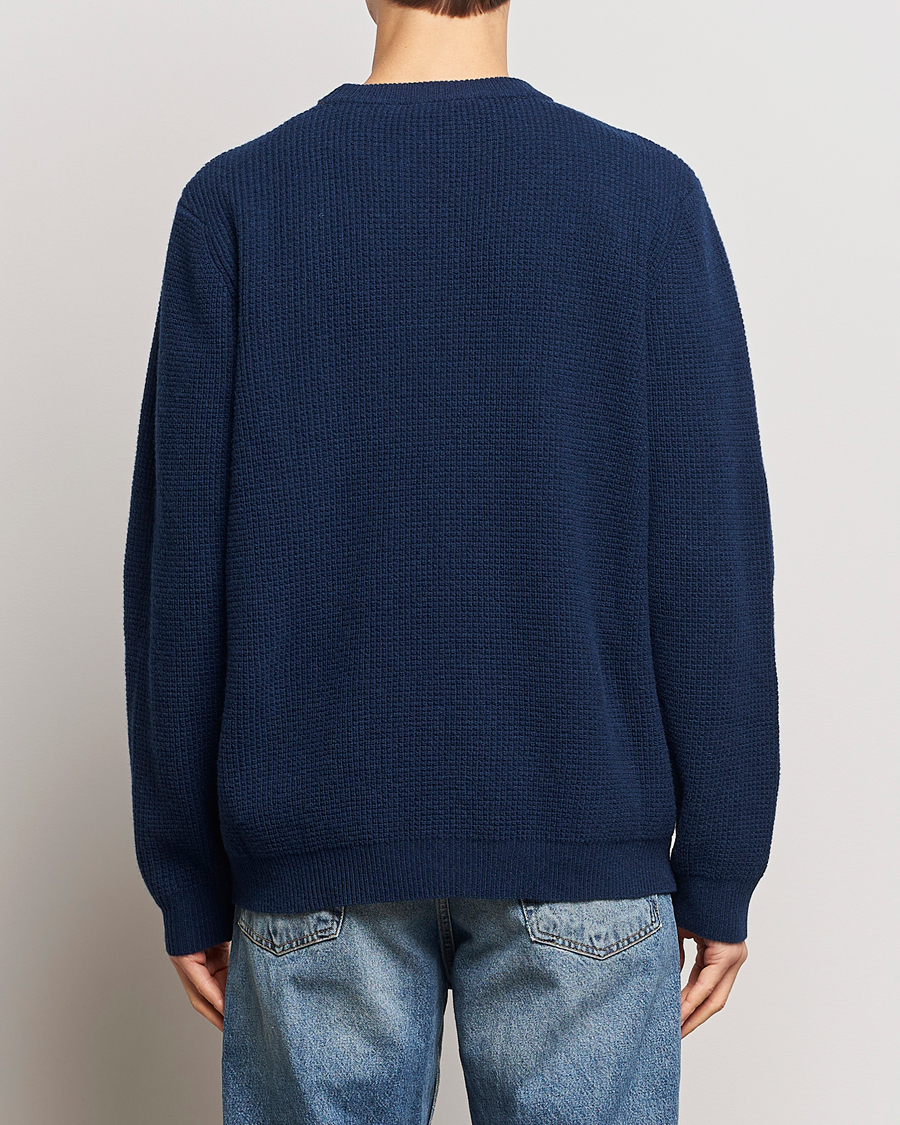 Herren | Pullover | Maison Kitsuné | Handwriting Wool Crew Neck Sweater Ink Blue
