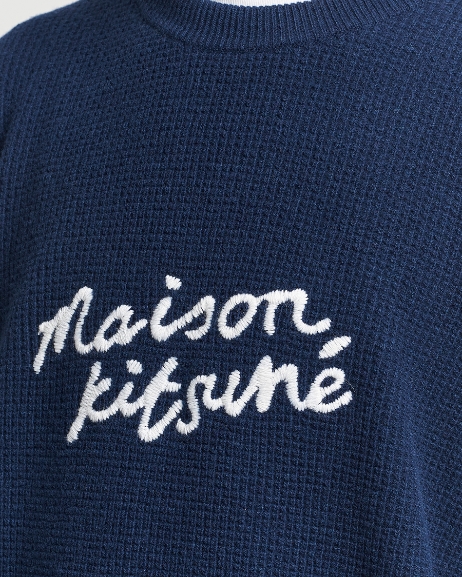 Herren | Pullover | Maison Kitsuné | Handwriting Wool Crew Neck Sweater Ink Blue