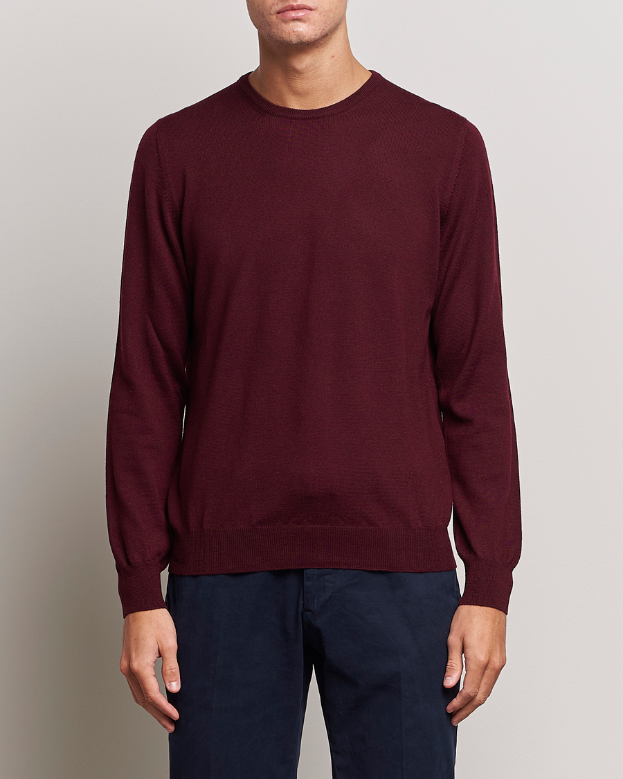 Herren |  | Gran Sasso | Merino Fashion Fit Crew Neck Pullover Burgundy