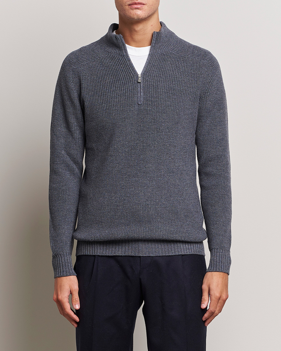 Herren |  | Gran Sasso | Rainwool Half Zip Grey Melange