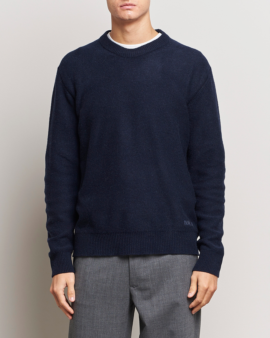 Herren |  | NN07 | Nigel Lambswool Knitted Crew Neck Navy Blue