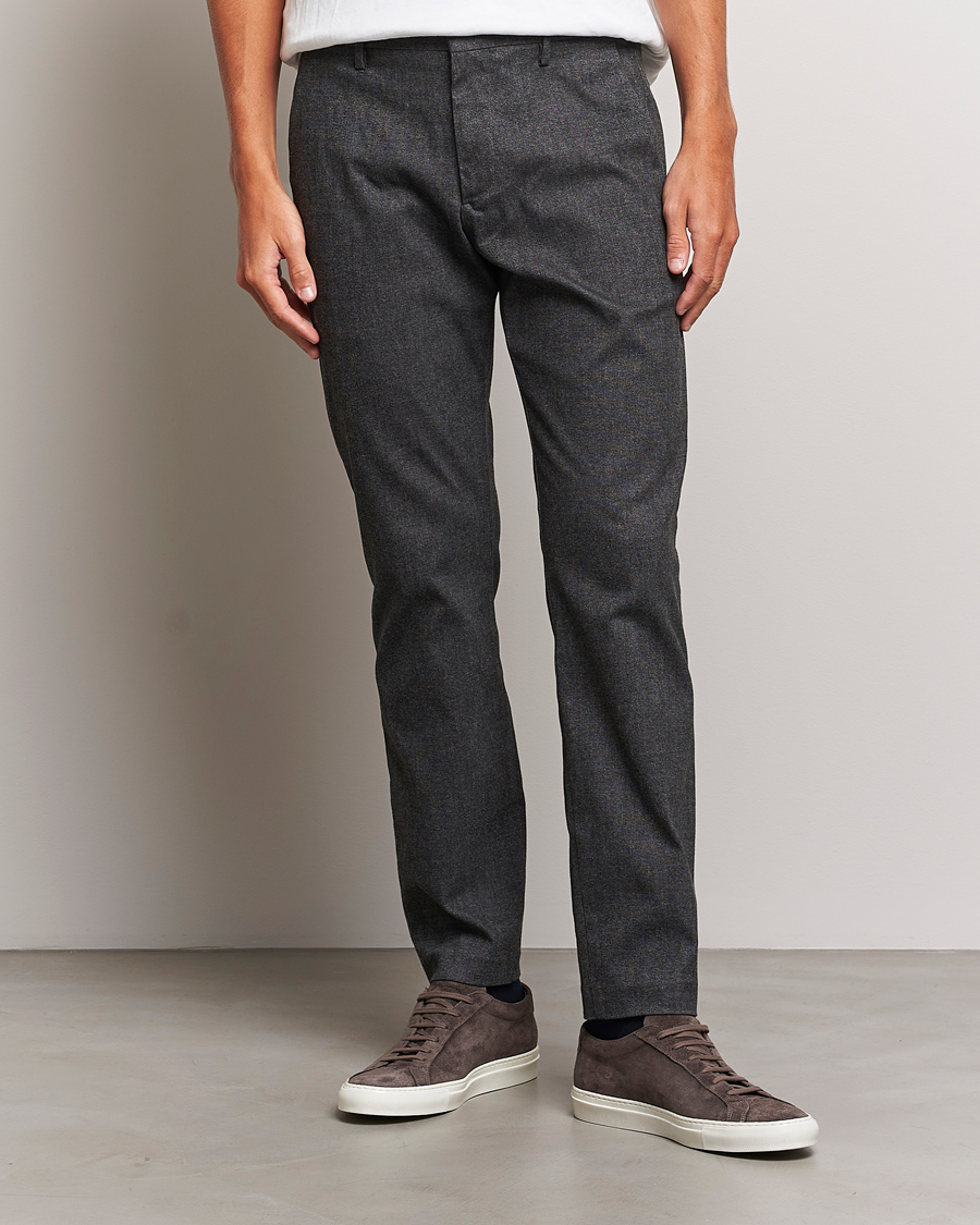 Herren | Hosen | NN07 | Theo Brushed Cotton Trousers Black Melange