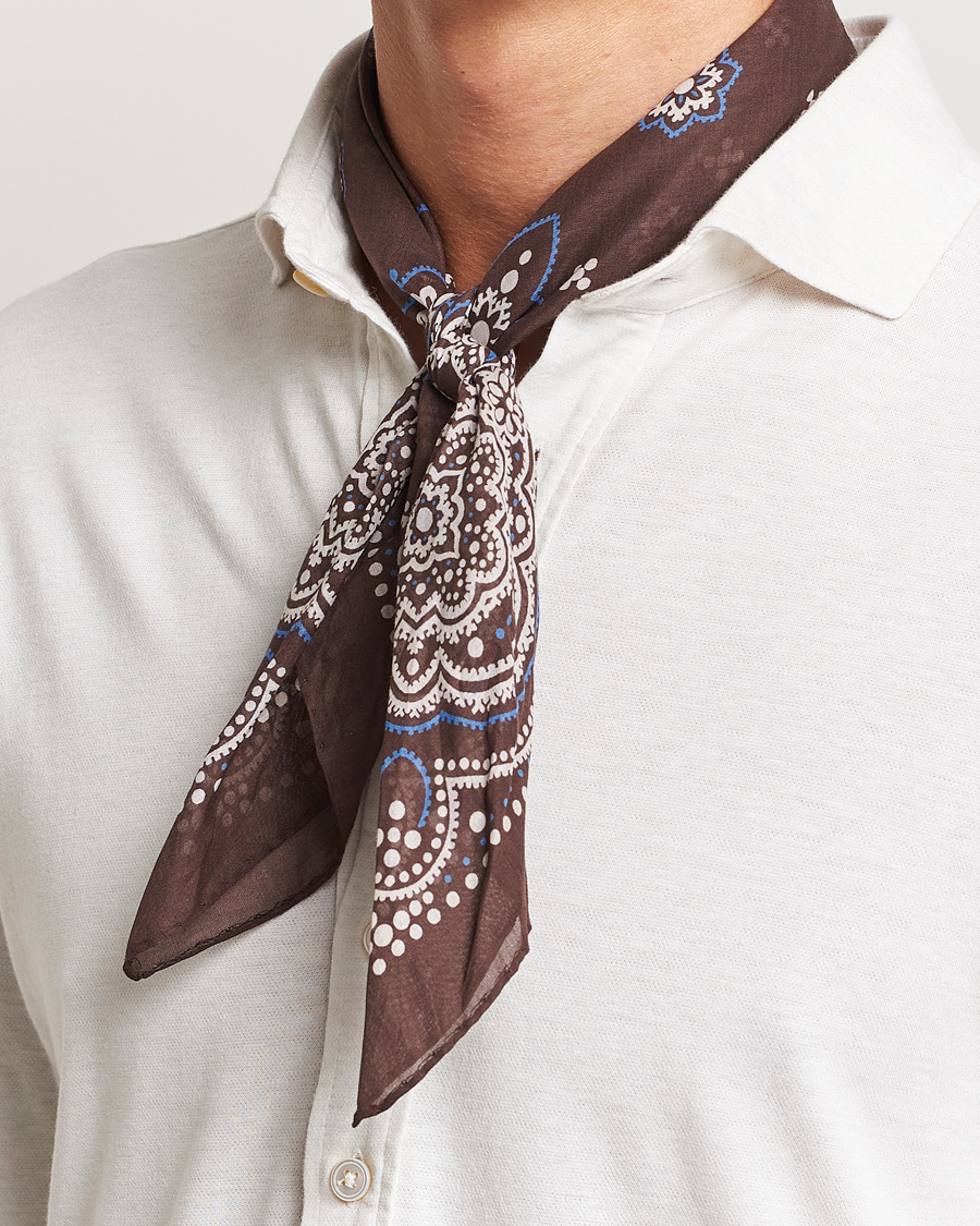 Herren |  | Amanda Christensen | Cotton Voilé Printed Flower Bandana Brown