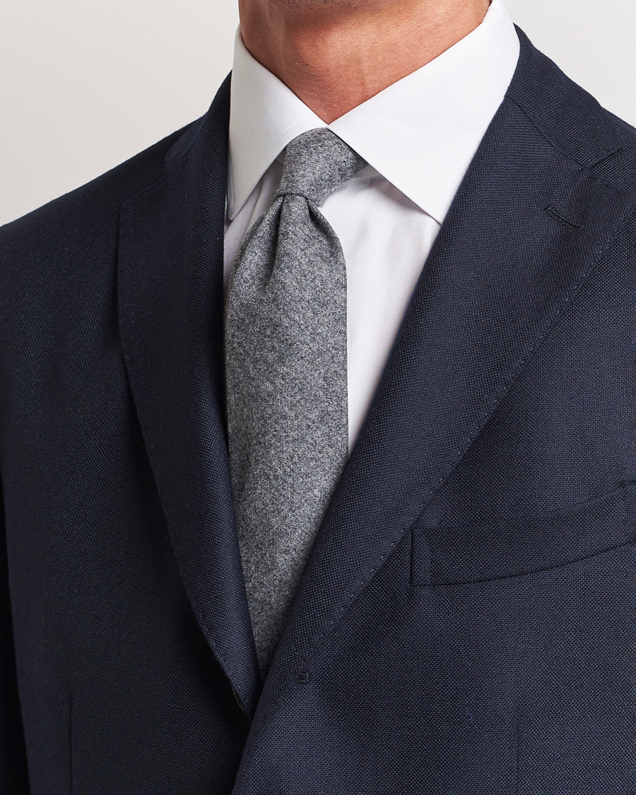 Herren |  | Amanda Christensen | Wool Flannel 8cm Tie Grey Melange