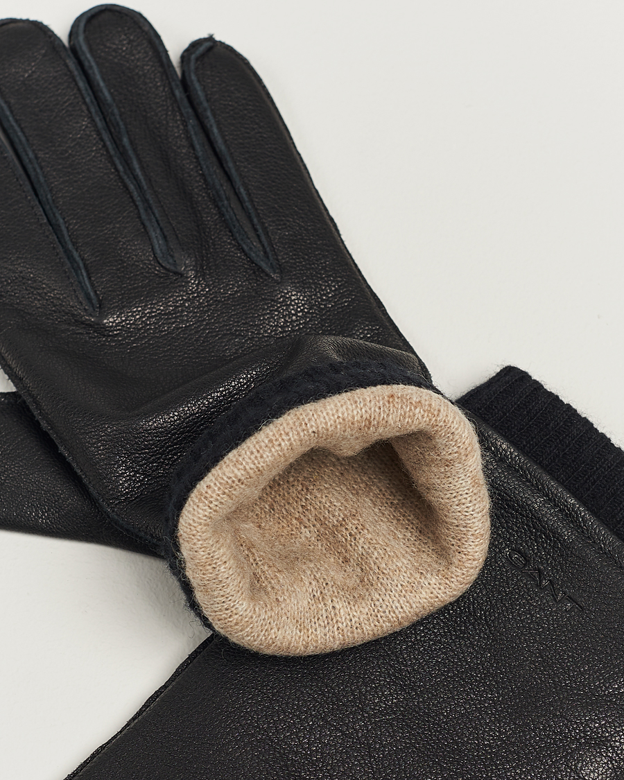 Herren | Handschuhe | GANT | Cashmere Lined Leather Gloves Black