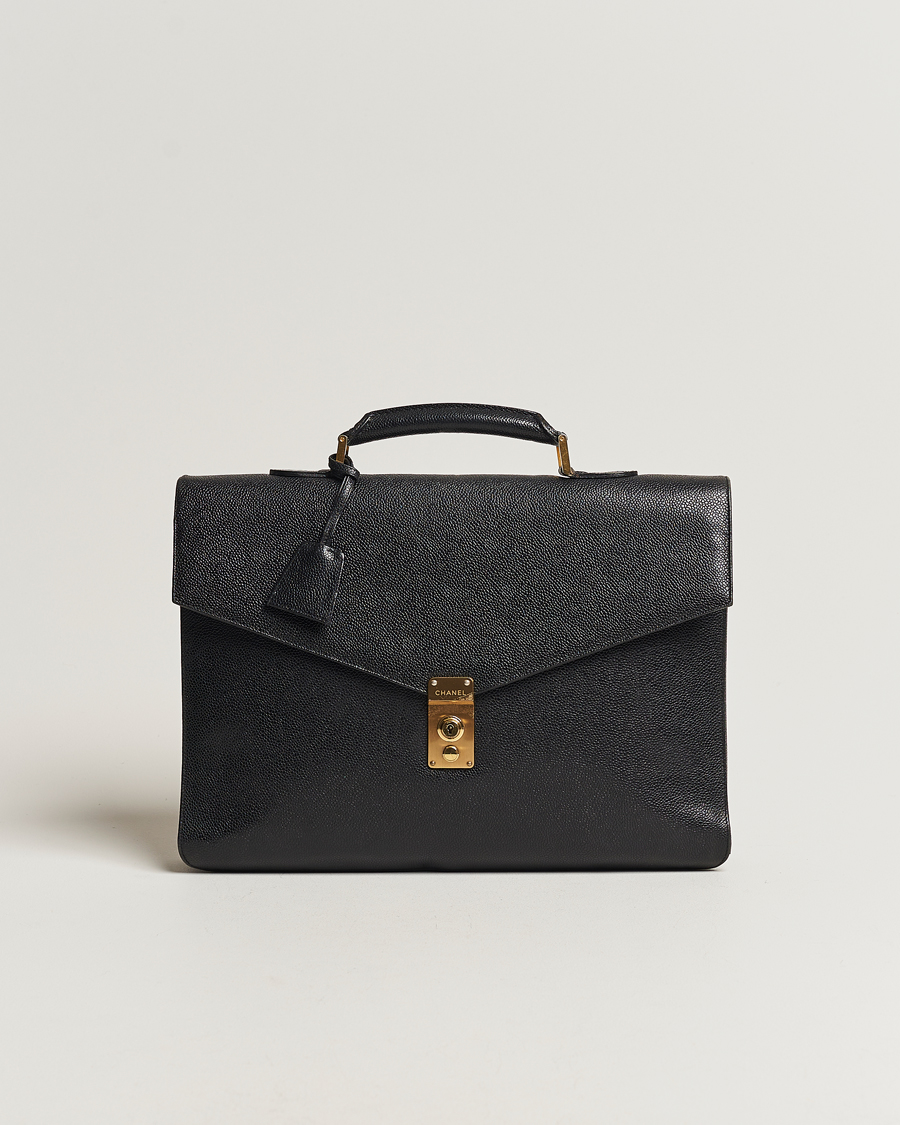 Herren | Chanel Pre-Owned Portfolio Briefcase Leather Black | Chanel Pre-Owned | Portfolio Briefcase Leather Black