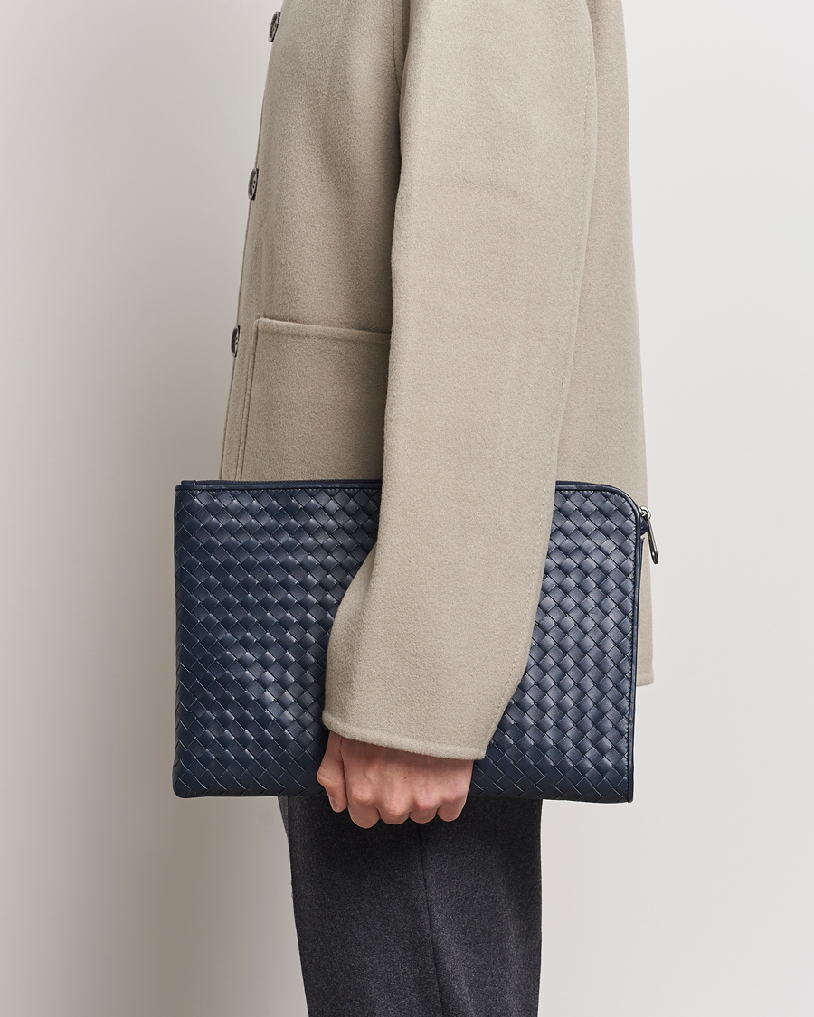 Herren | Bottega Veneta Pre-Owned Intrecciato Document Case Blue | Bottega Veneta Pre-Owned | Intrecciato Document Case Blue