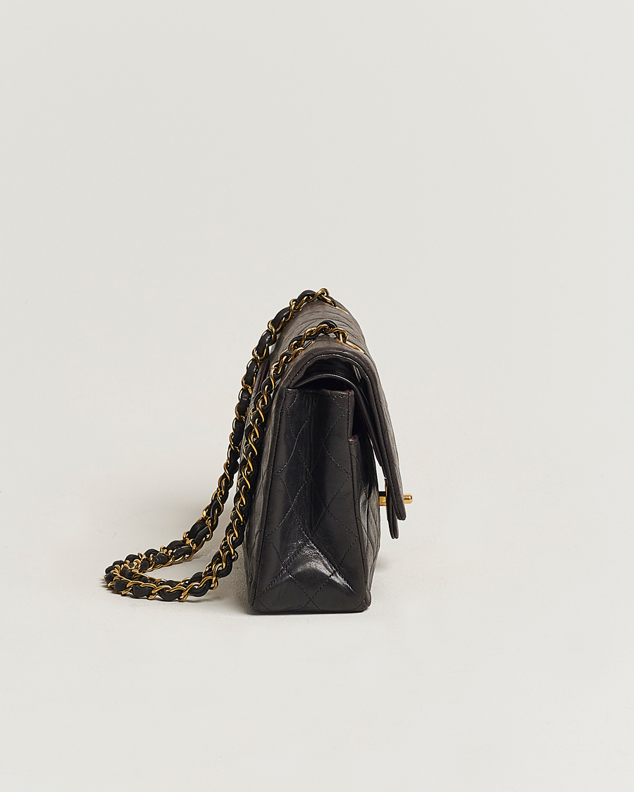 Herren | Chanel Pre-Owned Classic Medium Flap Bag Calf Leather Black | Chanel Pre-Owned | Classic Medium Flap Bag Calf Leather Black