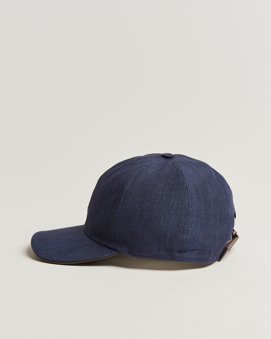 Herren | Eton Solid Linen Cap Navy Blue | Eton | Solid Linen Cap Navy Blue