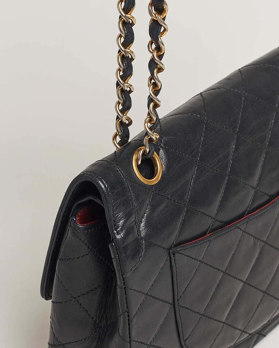 Herren | Chanel Pre-Owned Matelasse Double Flap Bag Black | Chanel Pre-Owned | Matelasse Double Flap Bag Black