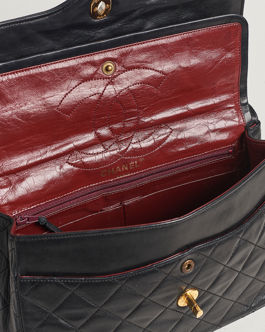 Herren | Chanel Pre-Owned Matelasse Double Flap Bag Black | Chanel Pre-Owned | Matelasse Double Flap Bag Black