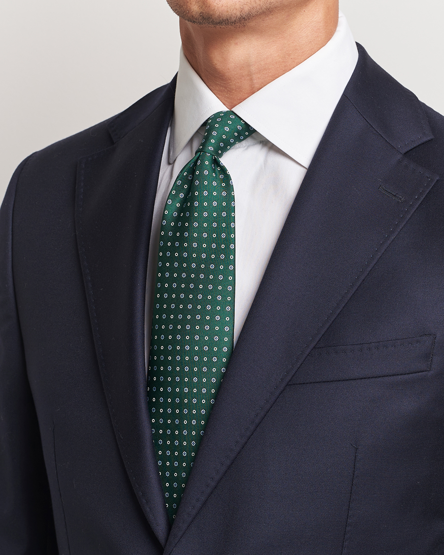 Herren | Smart Casual | E. Marinella | 3-Fold Printed Silk Tie Dark Green