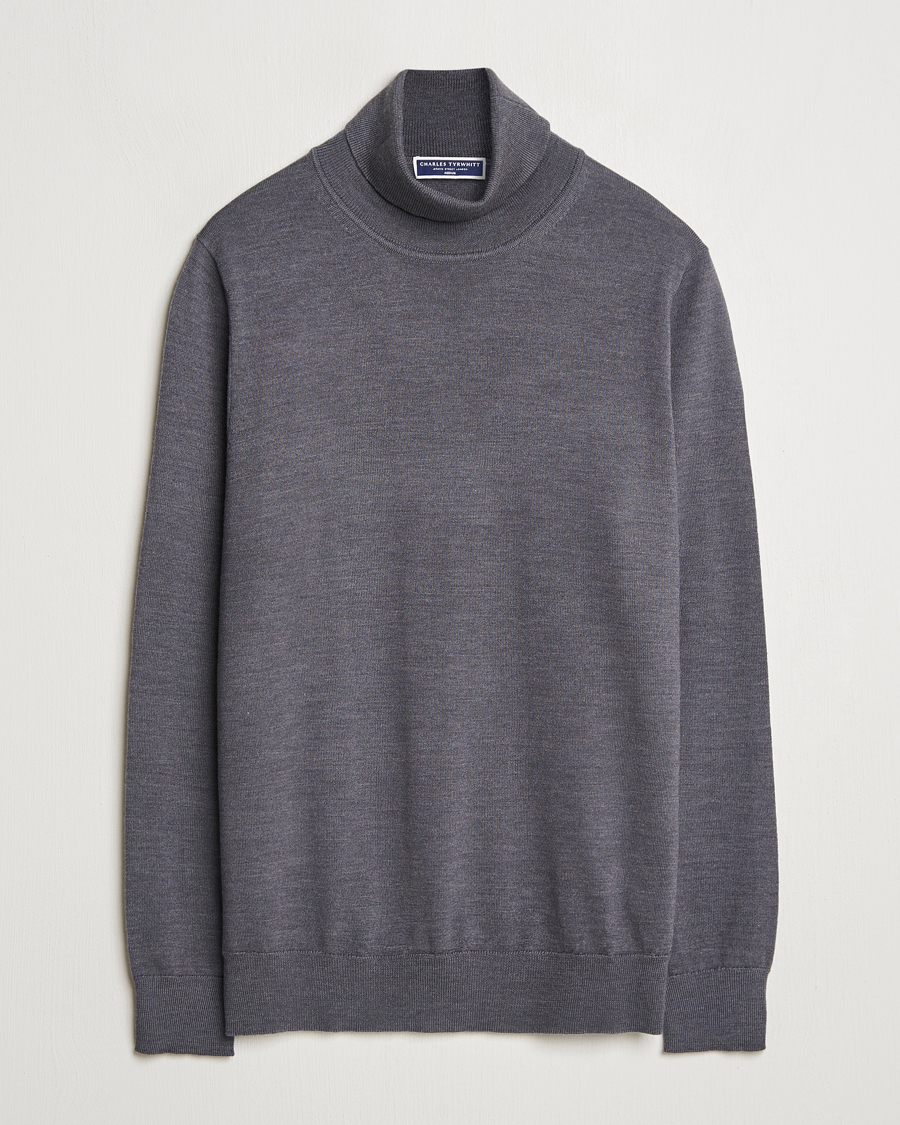 Herren | Pullover | Charles Tyrwhitt | Pure Merino Roll Neck Jumper Grey