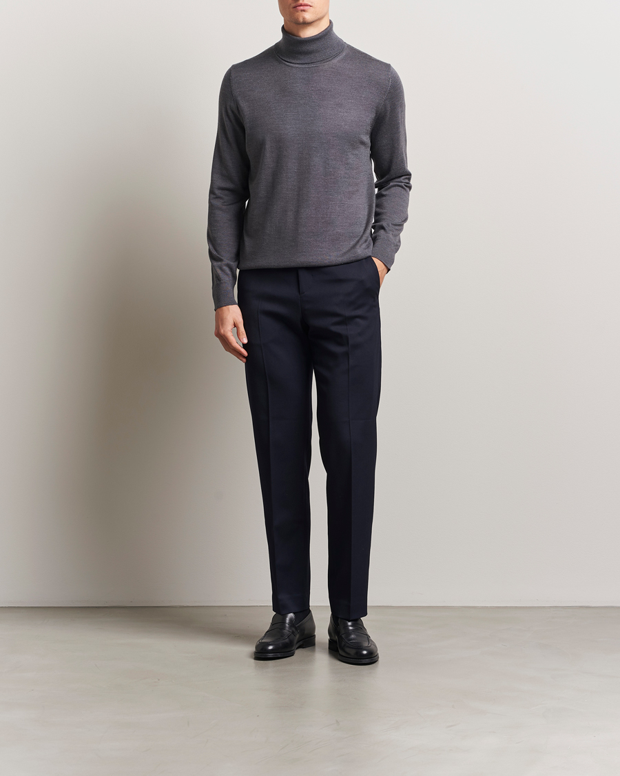 Herren | Pullover | Charles Tyrwhitt | Pure Merino Roll Neck Jumper Grey