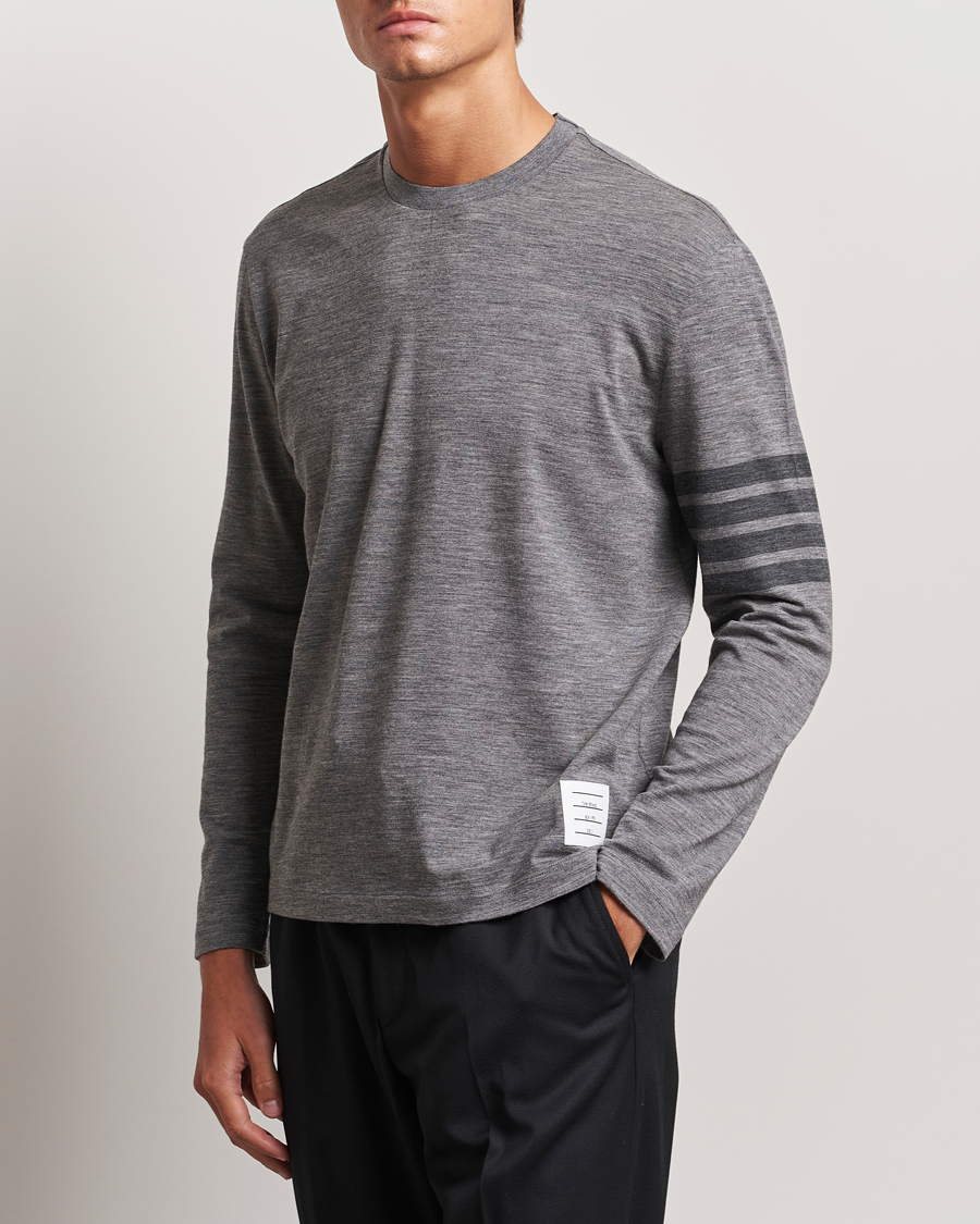 Herren |  | Thom Browne | Long Sleeve Wool Jersey T-Shirt Medium Grey