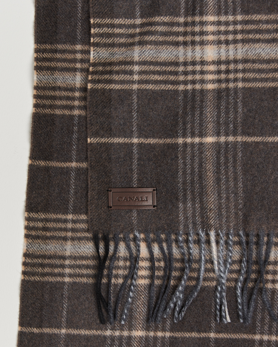 Herren |  | Canali | Check Wool Scarf Brown/Beige