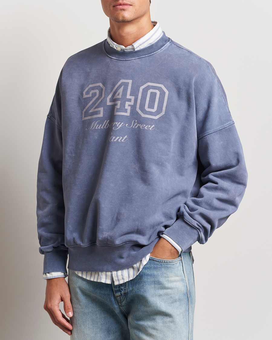 Herren | Kleidung | GANT 240 Mulberry Street | Vintage Washed Crew Neck Sweatshirt Dusty Blue Sea