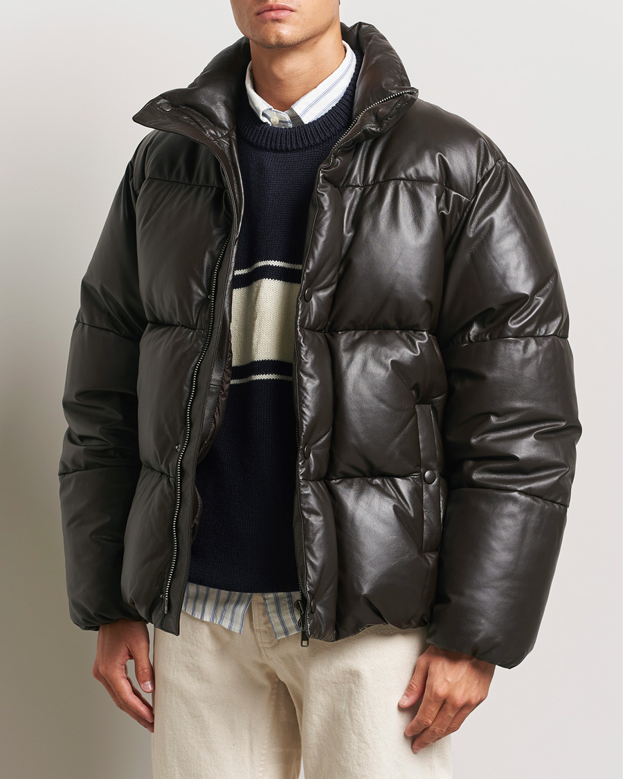 Herren |  | GANT 240 Mulberry Street | Leather Down Puffer Jacket Deep Brown