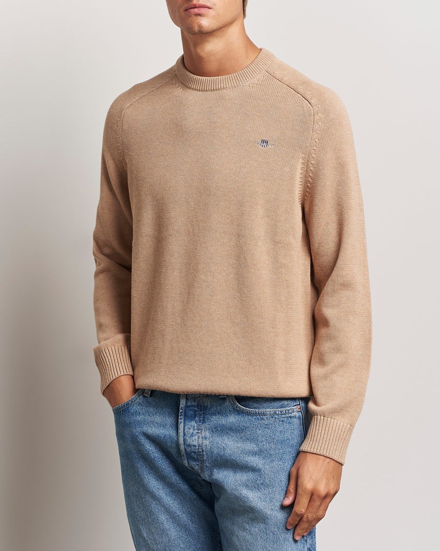 Herren |  | GANT | Casual Cotton Saddle C-neck Khaki Melange