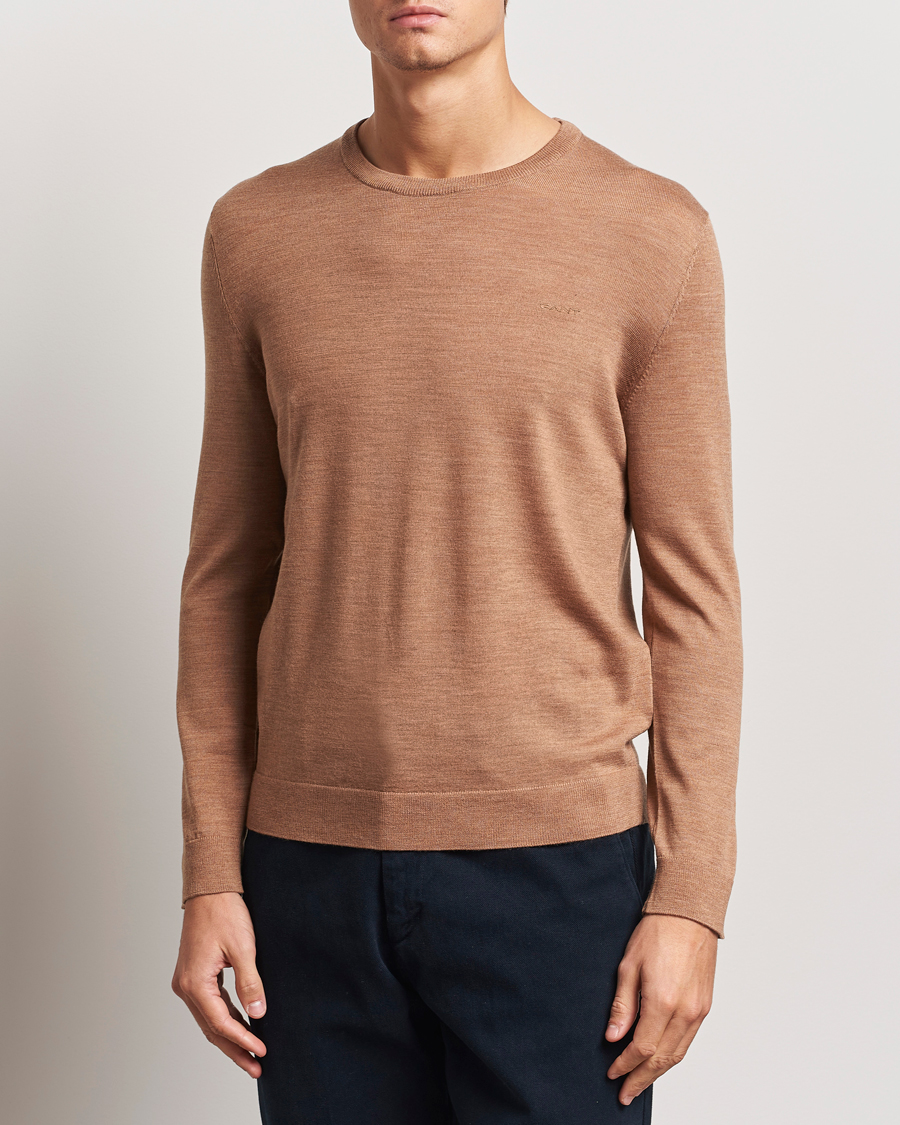 Herren |  | GANT | Extrafine Merino Wool C-Neck Dk Sand Melange