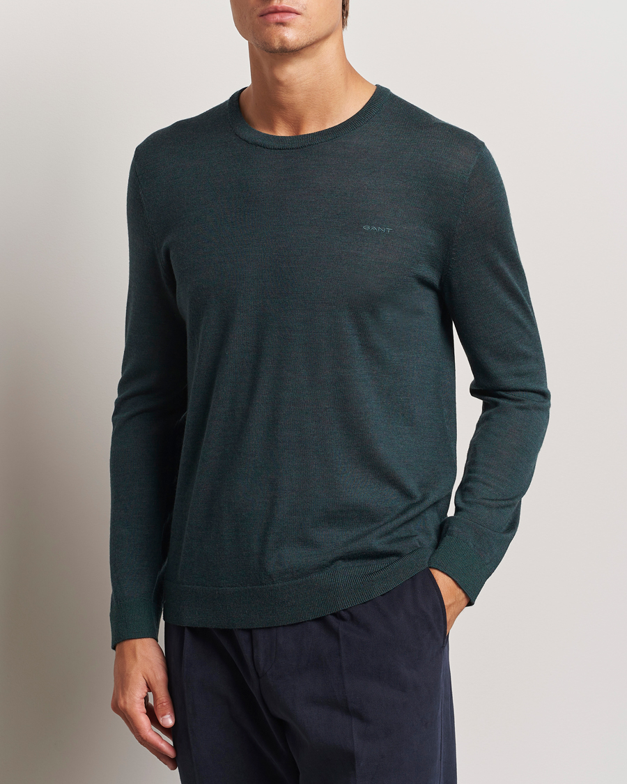 Herren |  | GANT | Extrafine Merino Wool C-Neck Tartan Green