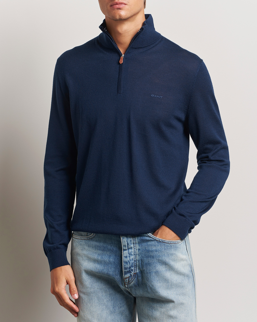 Herren |  | GANT | Extrafine Merino Wool Half Zip Marine