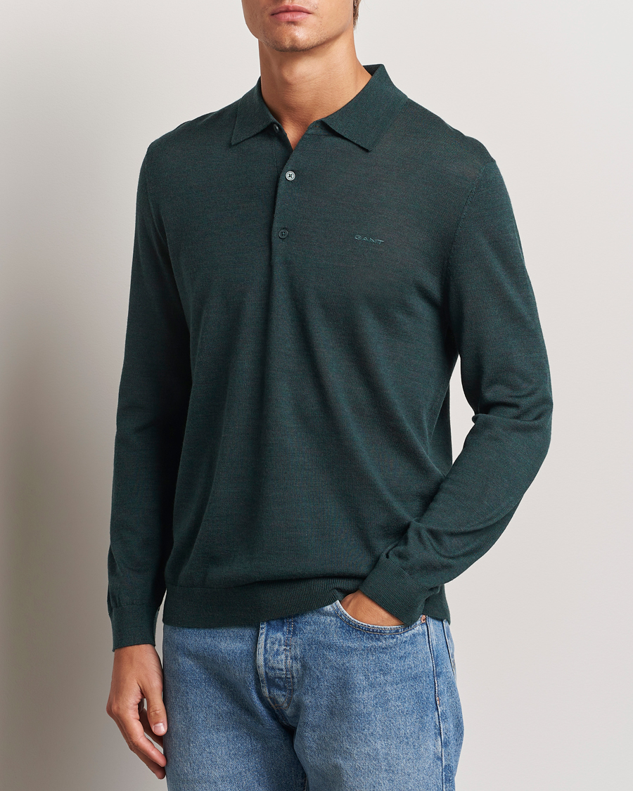 Herren |  | GANT | Extrafine Merino Wool Polo Tartan Green