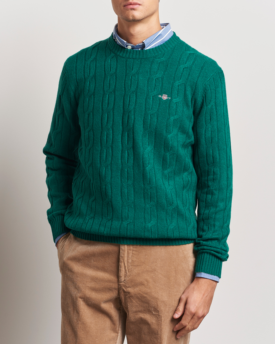 Herren |  | GANT | Lambswool Cable C-Neck Deep Forest Green