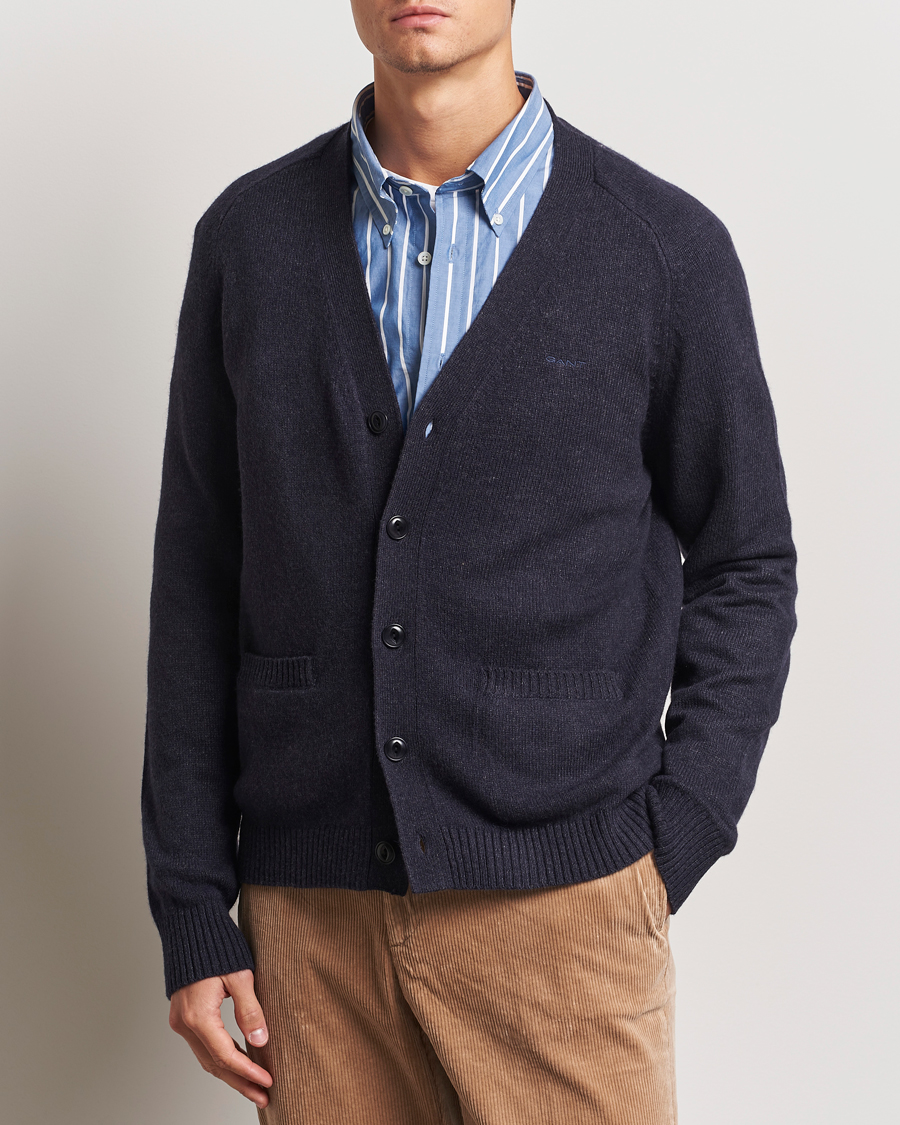 Herren |  | GANT | Wool Blend Cardigan Dark Navy Melange