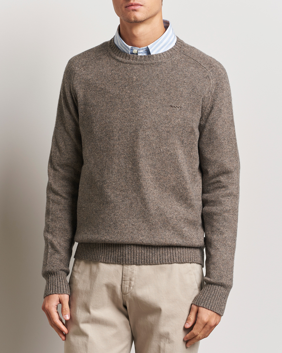 Herren |  | GANT | Wool Blend C-Neck Dark Hazelnut Melange