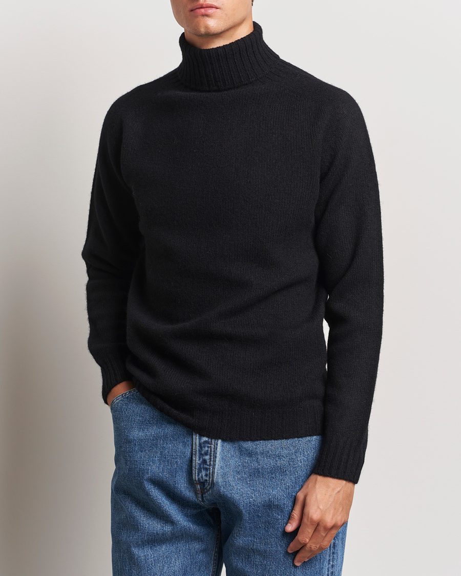 Herren |  | Harley Of Scotland | Supersoft Lambswool Rollneck Black