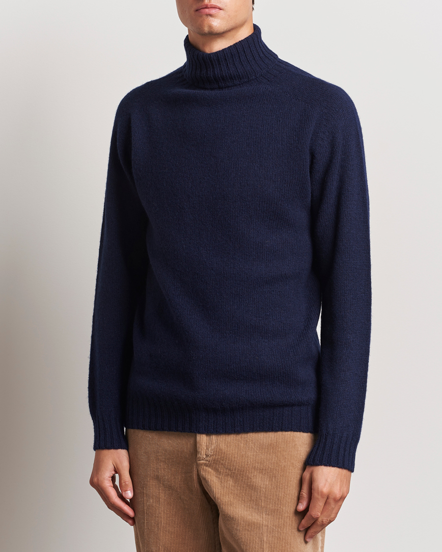 Herren | Pullover | Harley Of Scotland | Supersoft Lambswool Rollneck Navy