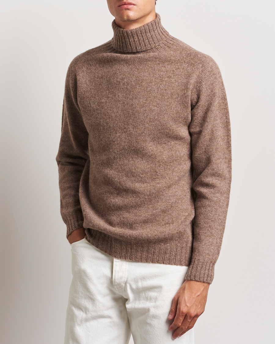 Herren | Rollkragenpullover | Harley Of Scotland | Supersoft Lambswool Rollneck Nutmeg Brown